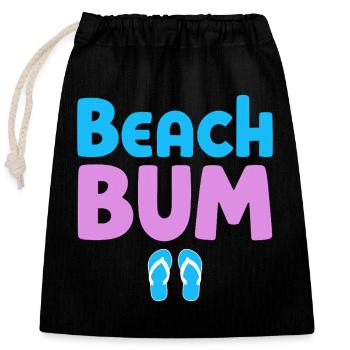 Beach Bum Vintage Style Design - Verschließbarer Geschenkbeutel aus Baumwolle (25x30cm) - Schwarz - Vorne