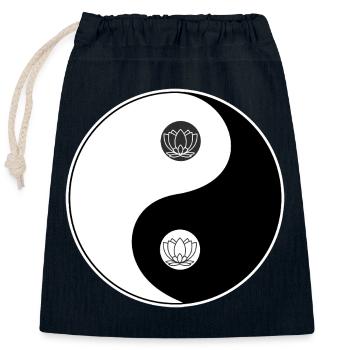 Tao Yin Yang Lotus Motiv - Verschließbarer Geschenkbeutel aus Baumwolle (25x30cm) - Navy - Vorne