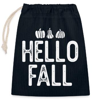 Autumn Pumpkins in Rustic Style - Closable cotton gift bag (25x30cm) - navy - Front