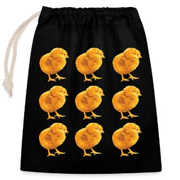 Modèle de poussin pour le printemps et la nature - Sac cadeau en coton avec cordon (25 x 30 cm) - noir - Devant