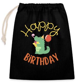 Joyeux anniversaire  - Sac cadeau en coton avec cordon (25 x 30 cm) - noir - Devant
