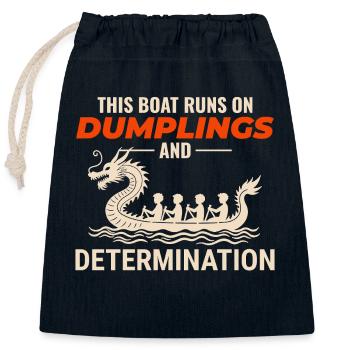 Dumplings et Détermination Dragon Boat - Sac cadeau en coton avec cordon (25 x 30 cm) - bleu marine - Devant