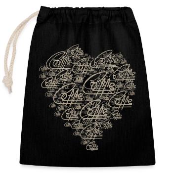 L’amour du café V1 - Sac cadeau en coton avec cordon (25 x 30 cm) - noir - Devant