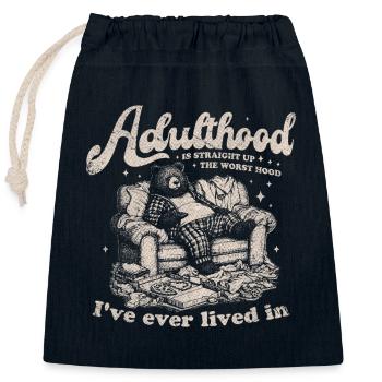 Adulthood Is Straight Up the Worst Hood Bear Couch - Verschließbarer Geschenkbeutel aus Baumwolle (25x30cm) - Navy - Vorne