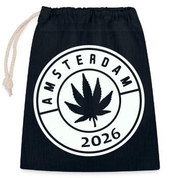 Amsterdam Weed 2026 - Closable cotton gift bag (25x30cm) - navy - Front