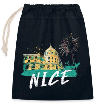Nice Architecture sur la Promenade des Anglais - Sac cadeau en coton avec cordon (25 x 30 cm) - bleu marine - Devant