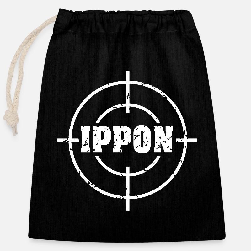 Target_judo_ippon_grunge_karsten_weiss - Closable cotton gift bag (25x30cm) - black