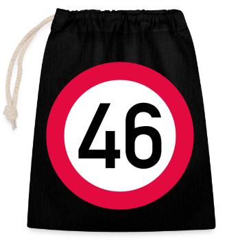 46e anniversaire Attention ! Panneau de signalisation 46 Km/h - Sac cadeau en coton avec cordon (25 x 30 cm) - noir - Devant