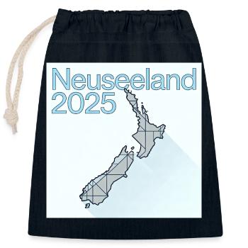 Carte géométrique de la Nouvelle-Zélande 2025 - Sac cadeau en coton avec cordon (25 x 30 cm) - bleu marine - Devant