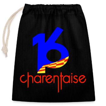 Departement 16 Charentaise - Verschließbarer Geschenkbeutel aus Baumwolle (25x30cm) - Schwarz - Vorne