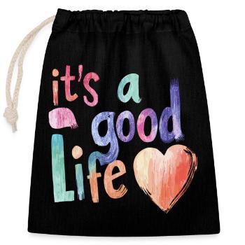 it's a good life - Verschließbarer Geschenkbeutel aus Baumwolle (25x30cm) - Schwarz - Vorne
