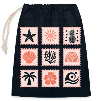 Nature Stamps Collage - Closable cotton gift bag (25x30cm) - navy - Front