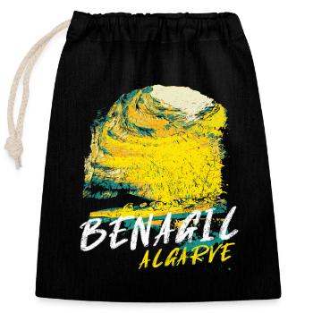 Illustration of the Benagil Cave in the Algarve - Closable cotton gift bag (25x30cm) - black - Front