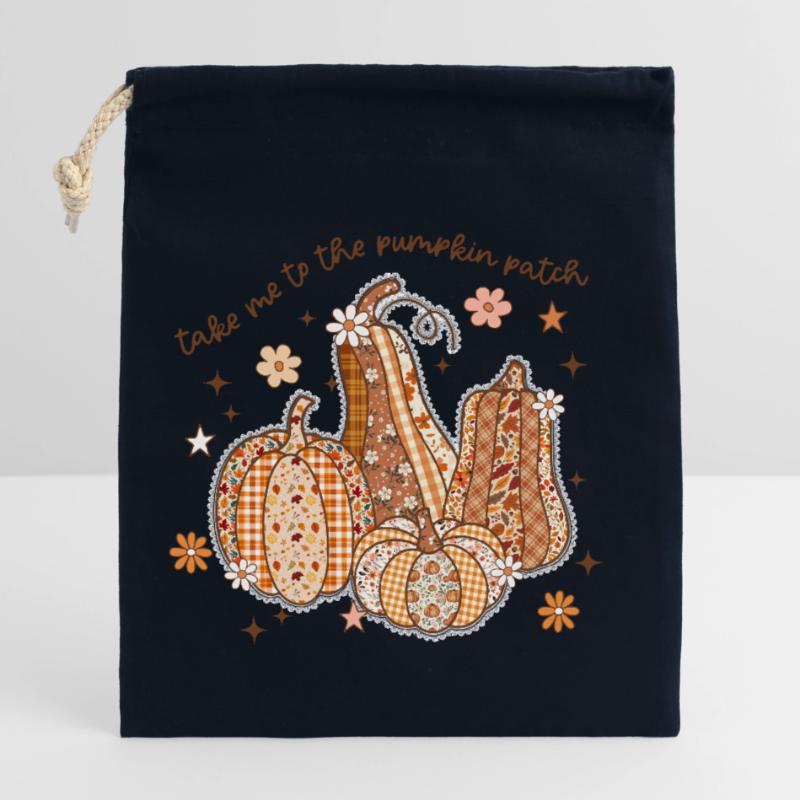 Patchwork Pumpkin Patch Closable cotton gift bag (25x30cm)