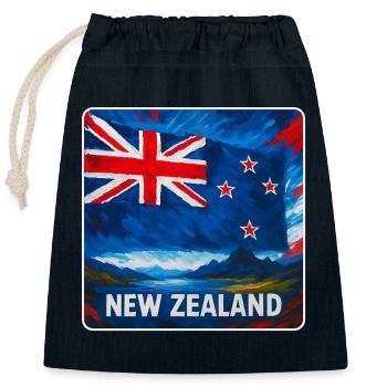 Conception du drapeau de la Nouvelle-Zélande - Sac cadeau en coton avec cordon (25 x 30 cm) - bleu marine - Devant