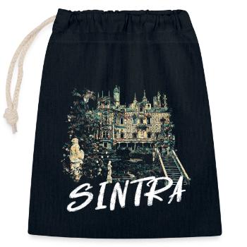 Regaleira Sintra Palast magische Illustration - Verschließbarer Geschenkbeutel aus Baumwolle (25x30cm) - Navy - Vorne