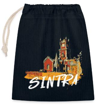 Palais de Pena Sintra illustration colorée - Sac cadeau en coton avec cordon (25 x 30 cm) - bleu marine - Devant