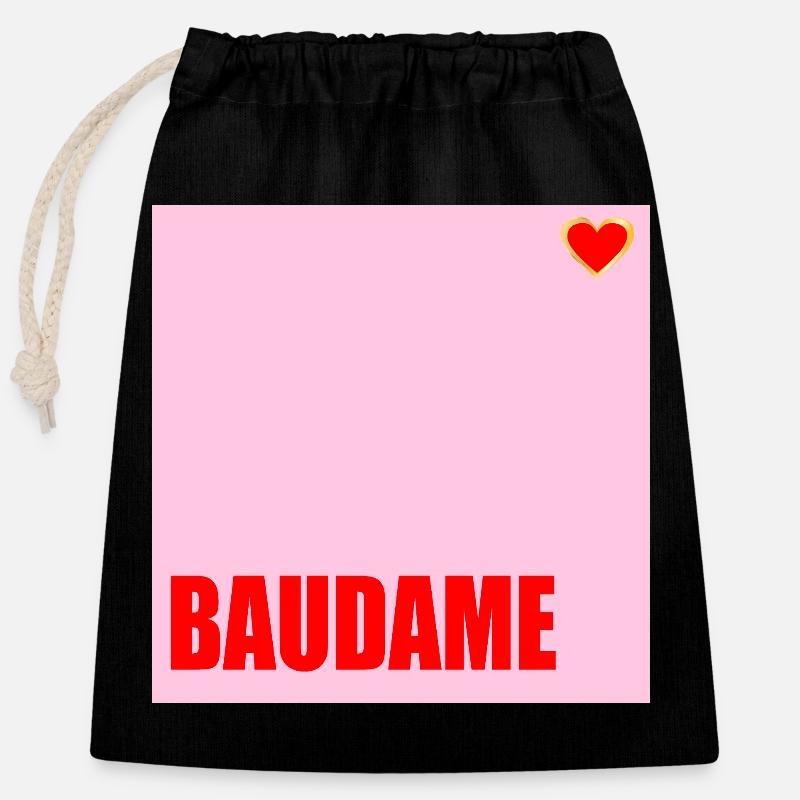 CLIENT BAUDAME HAUSBAU HERZ - Closable cotton gift bag (25x30cm) - black
