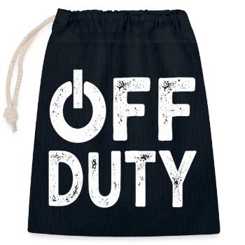 OFF DUTY Heure de fermeture Je ne suis pas en service - Sac cadeau en coton avec cordon (25 x 30 cm) - bleu marine - Devant