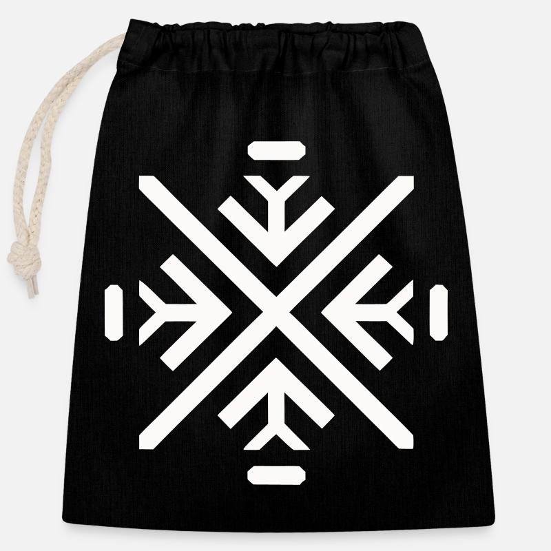 Sleek geometric flake - Closable cotton gift bag (25x30cm) - black