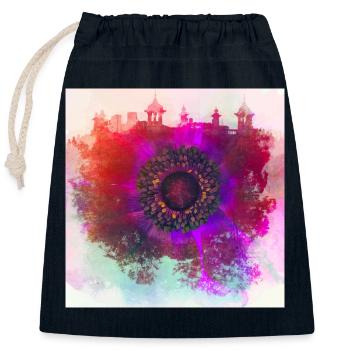 Abstract poppy - Closable cotton gift bag (25x30cm) - navy - Front