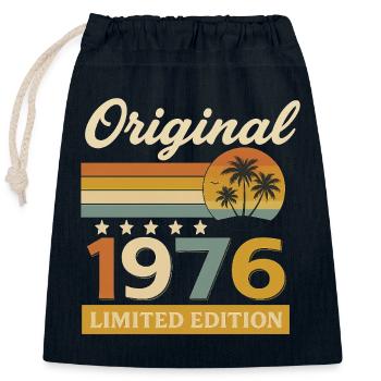 50th Birthday Funny Gift 1976 Vintage - Closable cotton gift bag (25x30cm) - navy - Front