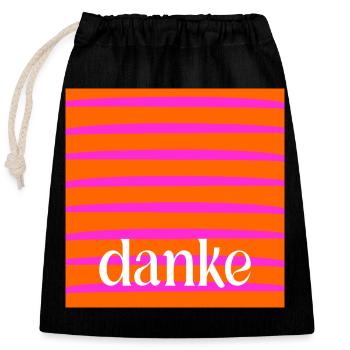 DANKE DANKBARKEIT - Verschließbarer Geschenkbeutel aus Baumwolle (25x30cm) - Schwarz - Vorne