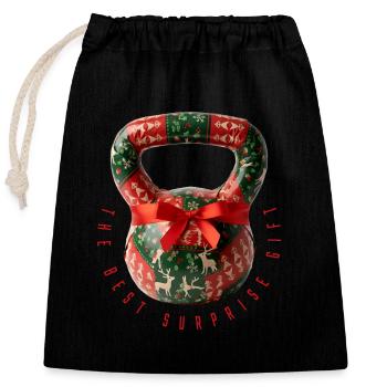 Kettlebell -- The Best Suprise Gift - Closable cotton gift bag (25x30cm) - black - Front