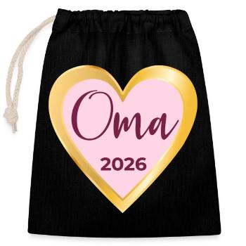HEART GRANNY 2026 PREGNANCY ANNOUNCE - Closable cotton gift bag (25x30cm) - black - Front