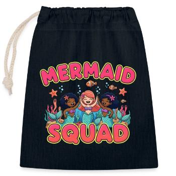 Mermaid Squad Meerjungfrau Ozean Geschenk - Verschließbarer Geschenkbeutel aus Baumwolle (25x30cm) - Navy - Vorne