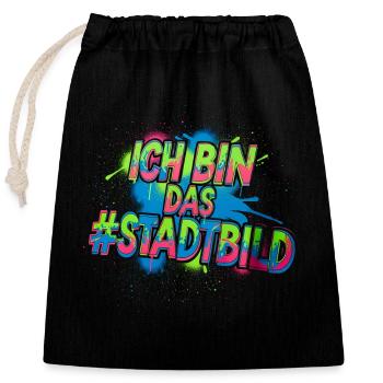 Urban_Graffiti_T-chemise - Sac cadeau en coton avec cordon (25 x 30 cm) - noir - Devant