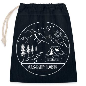camp life - Sac cadeau en coton avec cordon (25 x 30 cm) - bleu marine - Devant