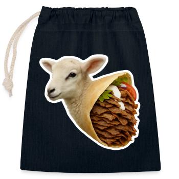 Fleischkonsum | Döner Lamm - Verschließbarer Geschenkbeutel aus Baumwolle (25x30cm) - Navy - Vorne