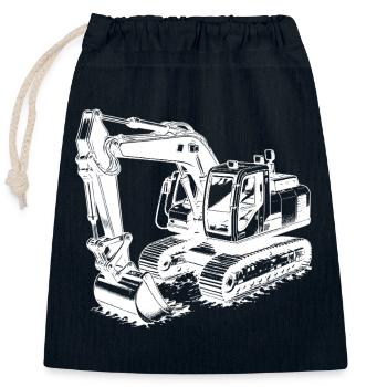 Pelle d’excavatrice héros et homme musclé avec cabine - Sac cadeau en coton avec cordon (25 x 30 cm) - bleu marine - Devant