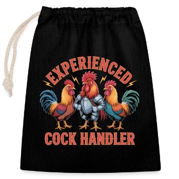 Experienced Cock Handler - Funny T-Shirt - Closable cotton gift bag (25x30cm) - black - Front