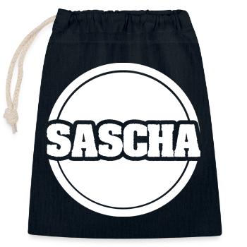 First name Sascha - Closable cotton gift bag (25x30cm) - navy - Front