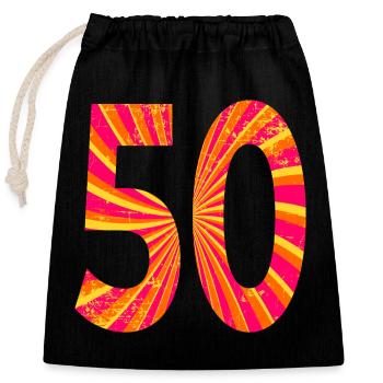 Numéro 50e anniversaire cinquante - Sac cadeau en coton avec cordon (25 x 30 cm) - noir - Devant