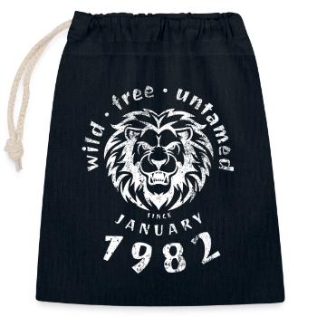 44e anniversaire - Classic - Vintage depuis 01/1982 - Sac cadeau en coton avec cordon (25 x 30 cm) - bleu marine - Devant