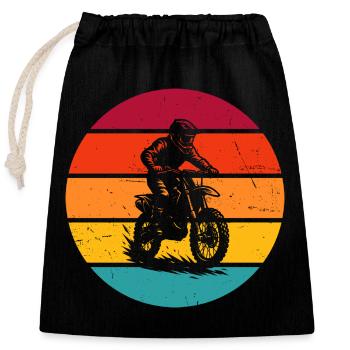 Characterful motocross design - Closable cotton gift bag (25x30cm) - black - Front
