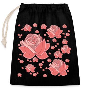 Pluie de roses - Sac cadeau en coton avec cordon (25 x 30 cm) - noir - Devant