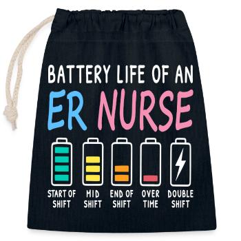 Niveau de batterie d'une infirmière des urgences (humour) - Sac cadeau en coton avec cordon (25 x 30 cm) - bleu marine - Devant