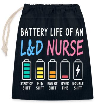 Niveau de batterie d'une sage-femme, d'une infirmière, humour - Sac cadeau en coton avec cordon (25 x 30 cm) - bleu marine - Devant