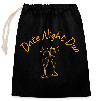 Duo de soirées en amoureux – Santé à nous, couple, flirt, amour - Sac cadeau en coton avec cordon (25 x 30 cm) - noir - Devant