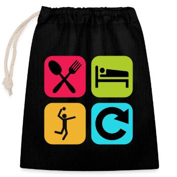 Mange du volley-ball en sommeil Répète une citation drôle - Sac cadeau en coton avec cordon (25 x 30 cm) - noir - Devant