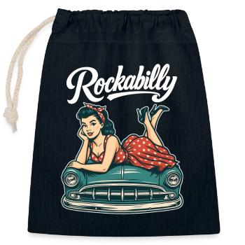 Rockabilly Vintage Car Pin Up Retro Gift - Closable cotton gift bag (25x30cm) - navy - Front