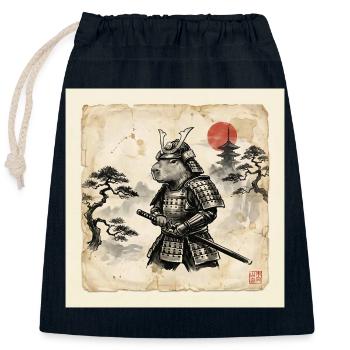 Capybara Samurai Japanischer Krieger - Verschließbarer Geschenkbeutel aus Baumwolle (25x30cm) - Navy - Vorne