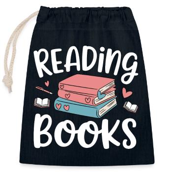 Reading Books - Closable cotton gift bag (25x30cm) - navy - Front