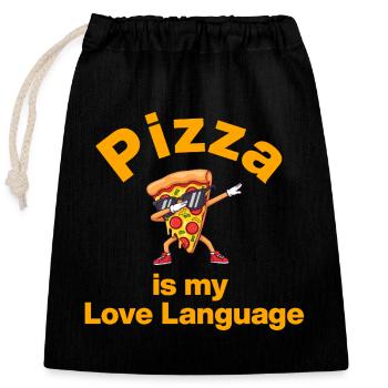 La pizza est mon langage de l’amour, l’amoureuse de la pizza, le fromage - Sac cadeau en coton avec cordon (25 x 30 cm) - noir - Devant