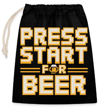 Appuyez sur Start Pour la bière Retro Gamer Spruch Für - Sac cadeau en coton avec cordon (25 x 30 cm) - noir - Devant