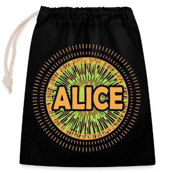 Idée cadeau Alice - Sac cadeau en coton avec cordon (25 x 30 cm) - noir - Devant